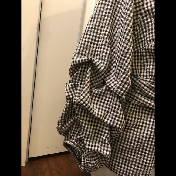 NEW Joseph Ribkoff Black/White Gingham Print Ruched Sleeve Wrap Top - Picture 7 of 12